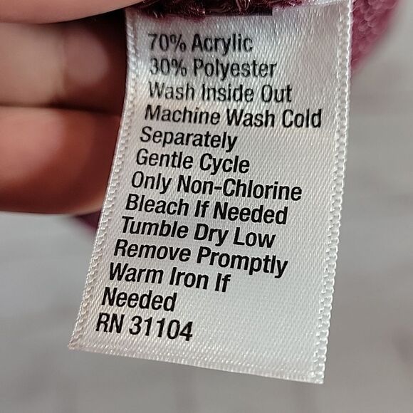 The Limited, Burgundy with Silver Metallic Knit Cold Shoulder Sweater, Size M - Picture 5 of 7